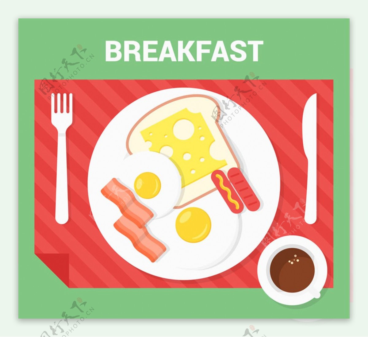 健康早餐俯视图矢量素材