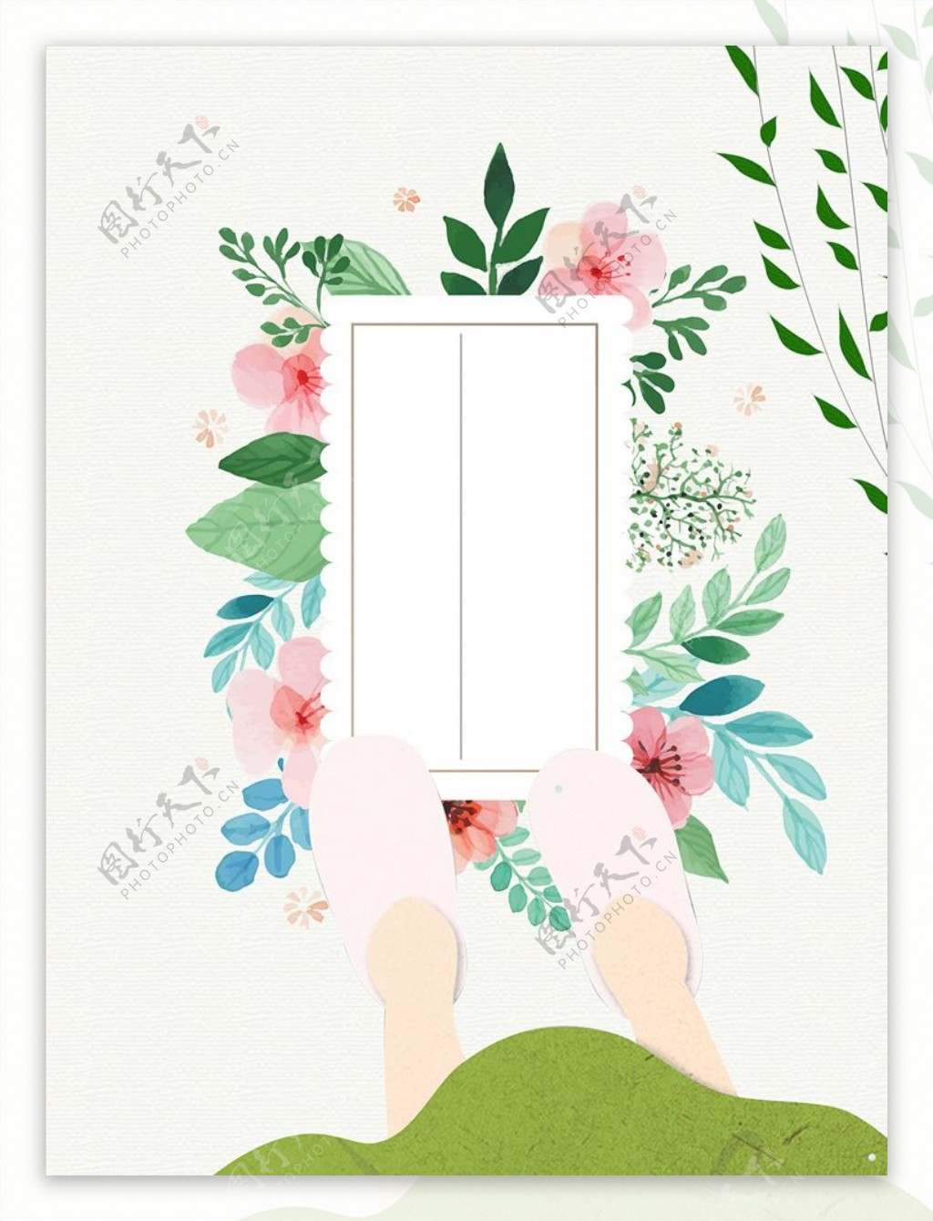 手绘花卉清明节海报背景