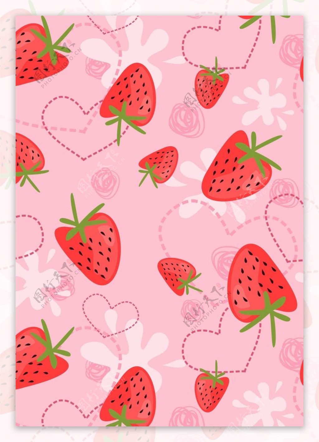 可爱草莓心形背景图