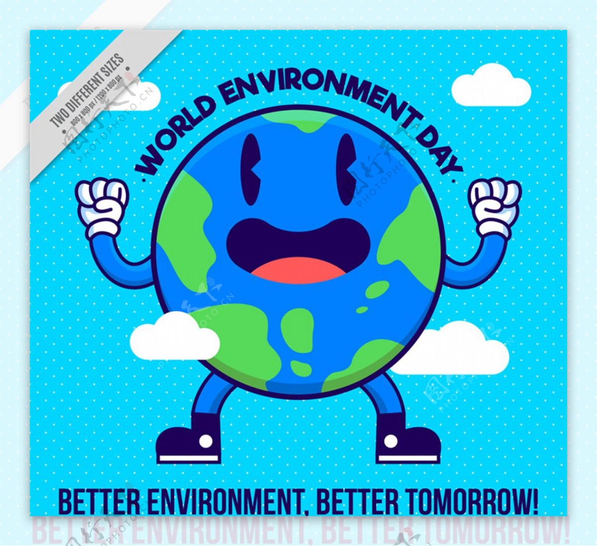 卡通地球世界环境日海报矢量素材