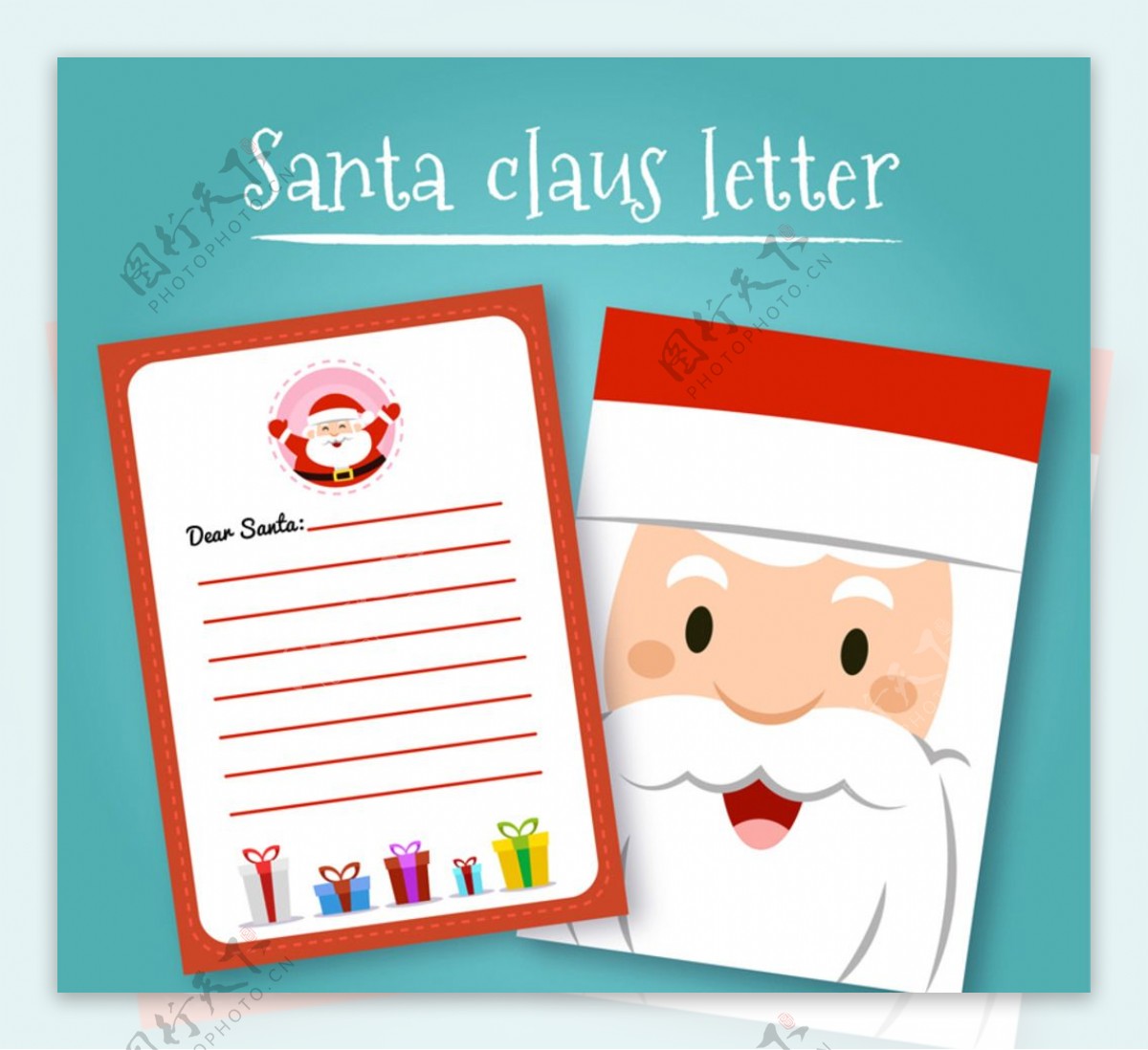 创意圣诞老人信纸圣诞祝福