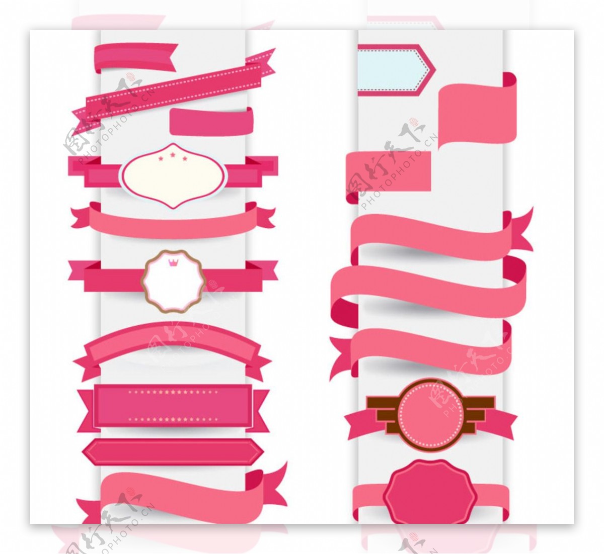 粉色纸质丝带标签矢量素材