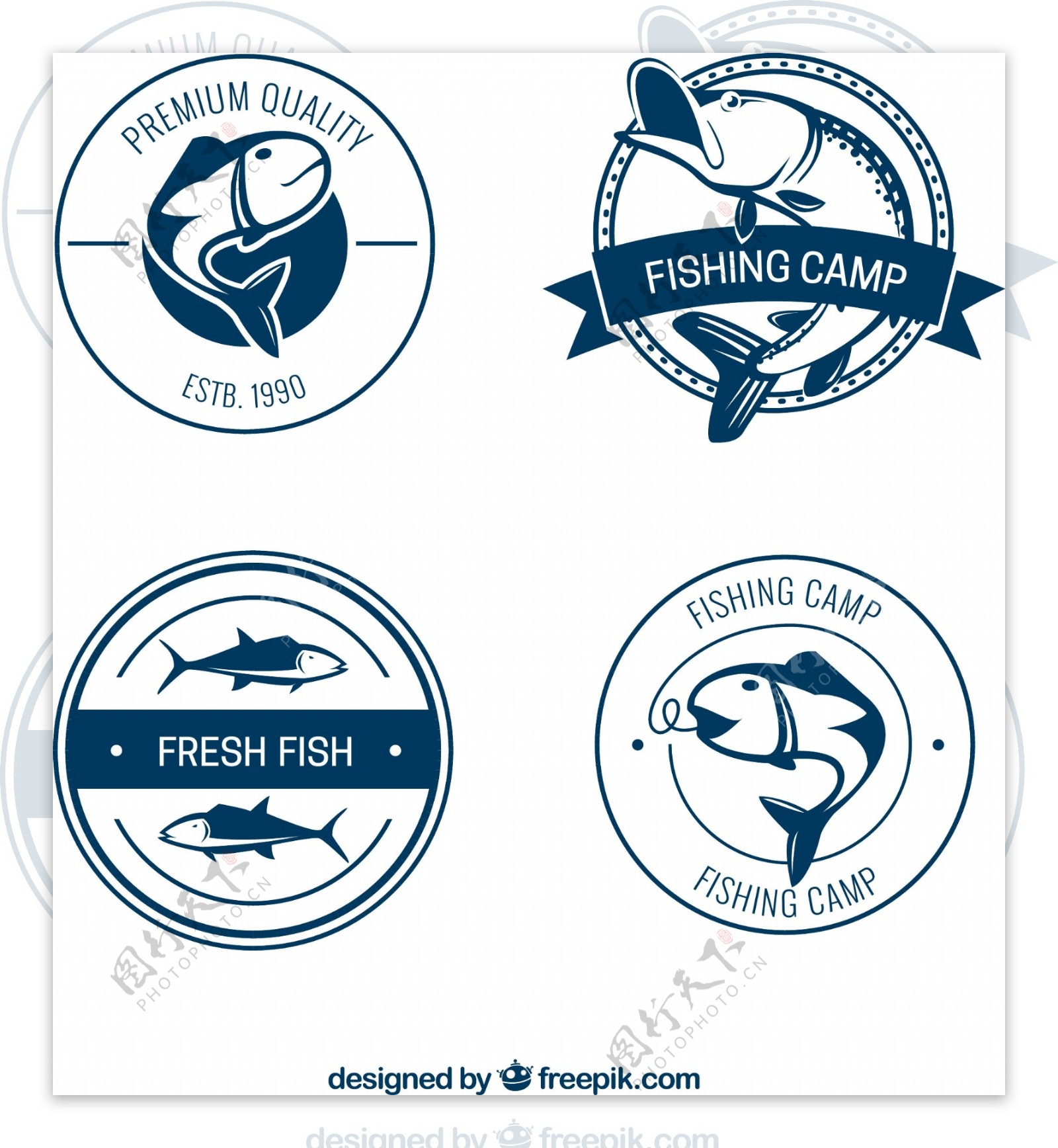 蓝色钓鱼营地标签