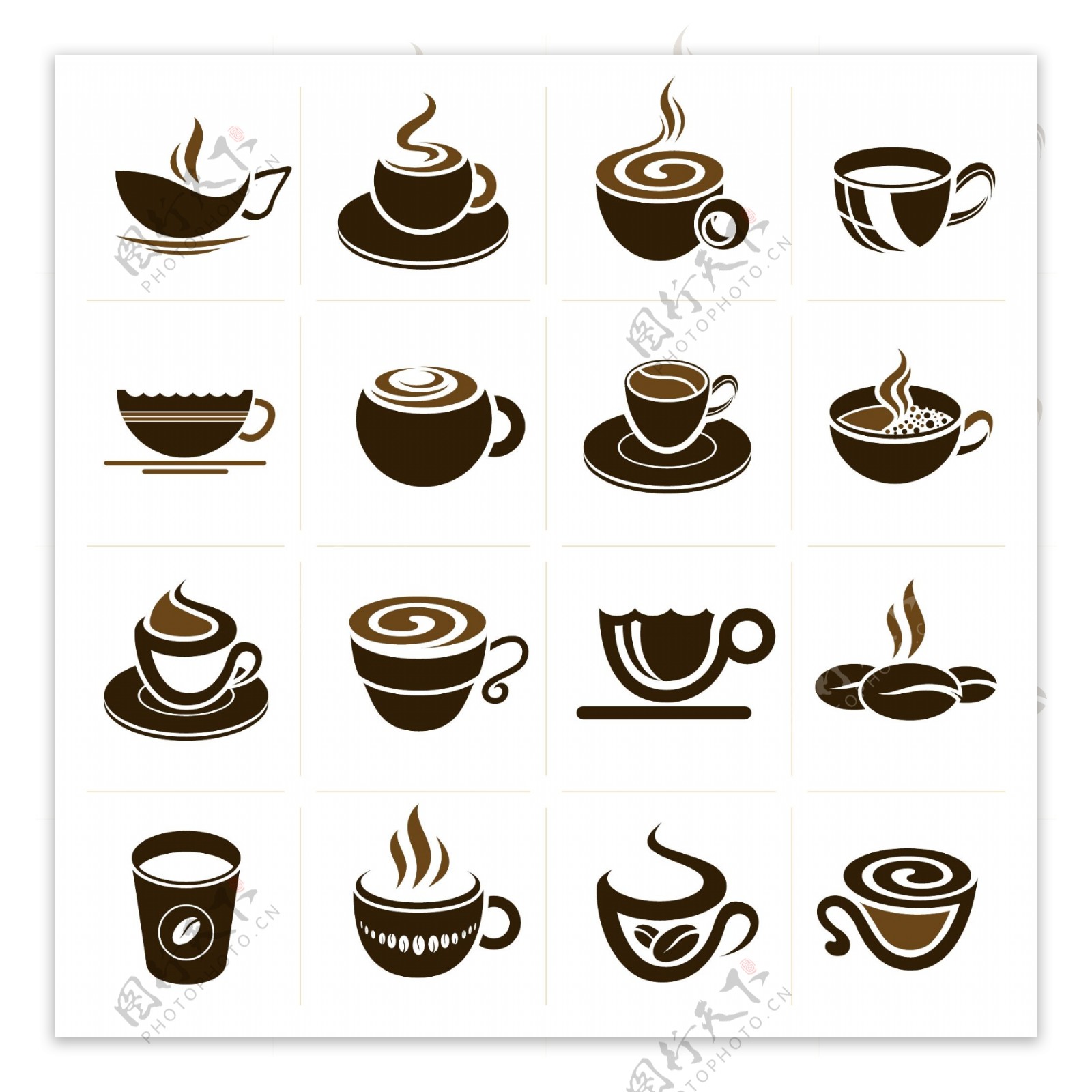 抽象咖啡杯设计矢量图