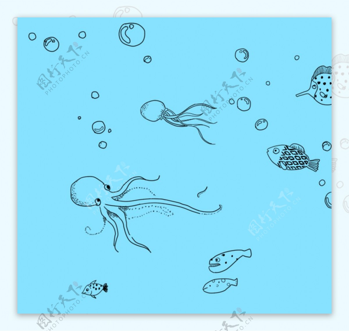 手绘卡通海洋章鱼设计图__鱼类_生物世界_设计图库_昵图网nipic.com