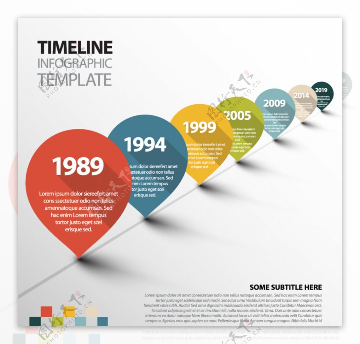 彩色时间轴商务信息图矢量素材