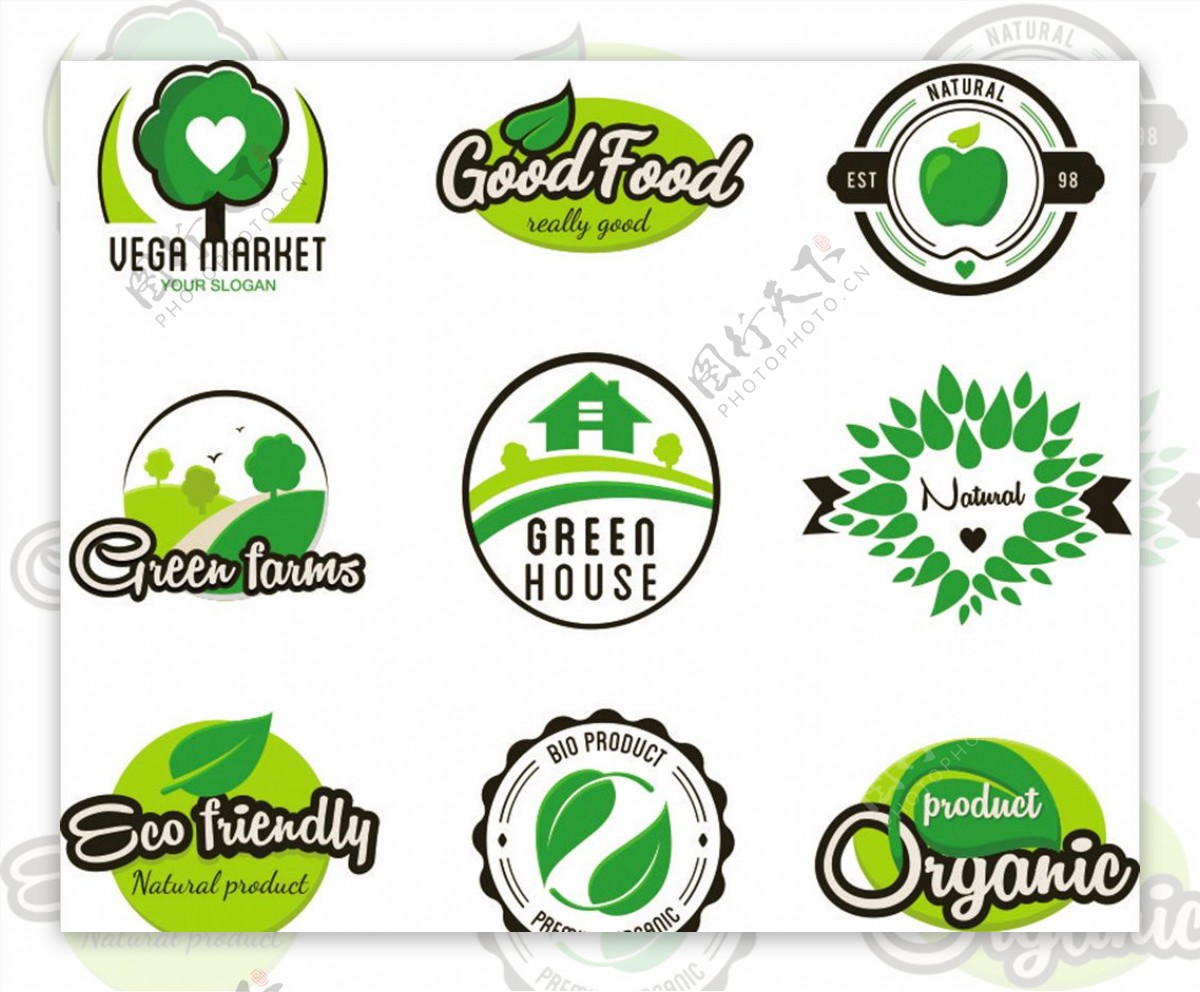 绿色环保标签绿色标志