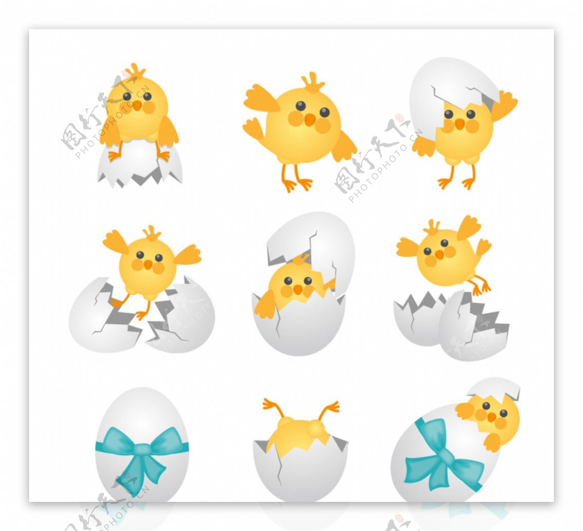 卡通雏鸡和蛋壳卡通小鸡