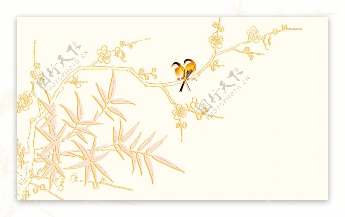 欧式手绘喜鹊梅花背景墙