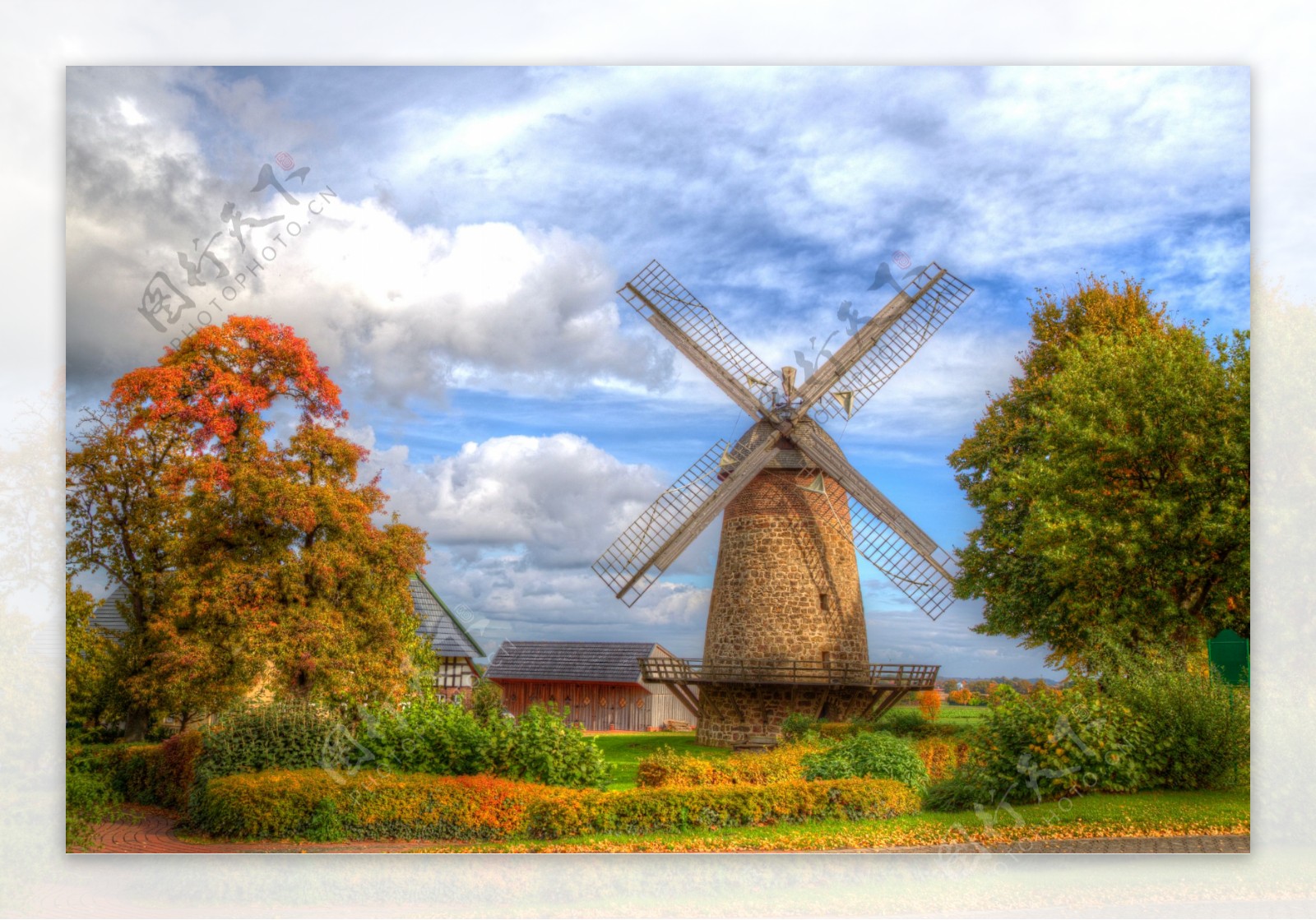 风景图荷兰风车