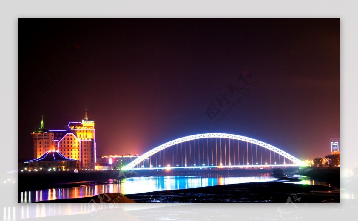 丹东鸭绿江桥夜景