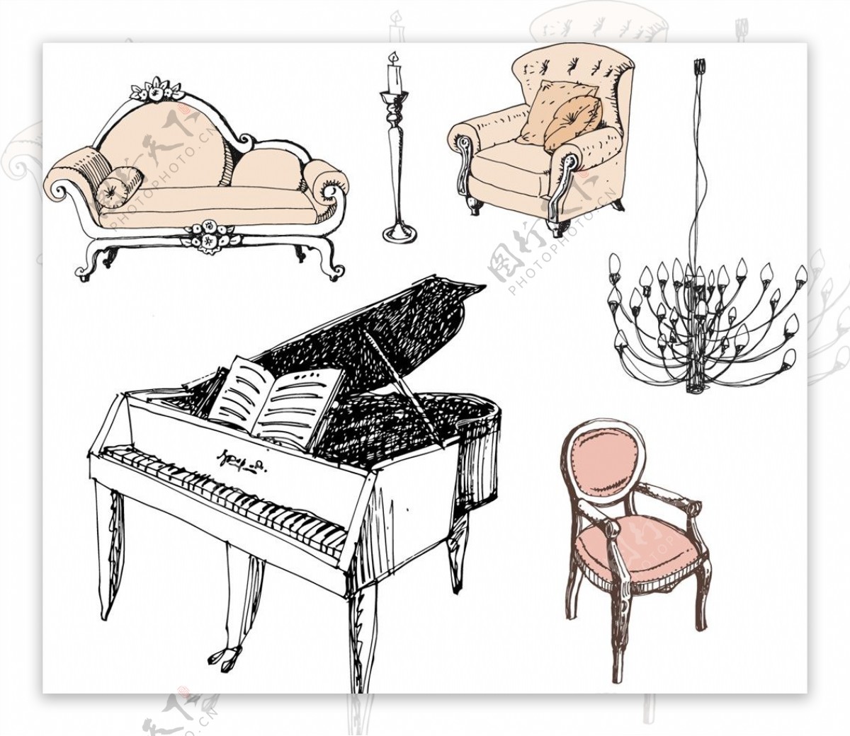 钢琴与沙发