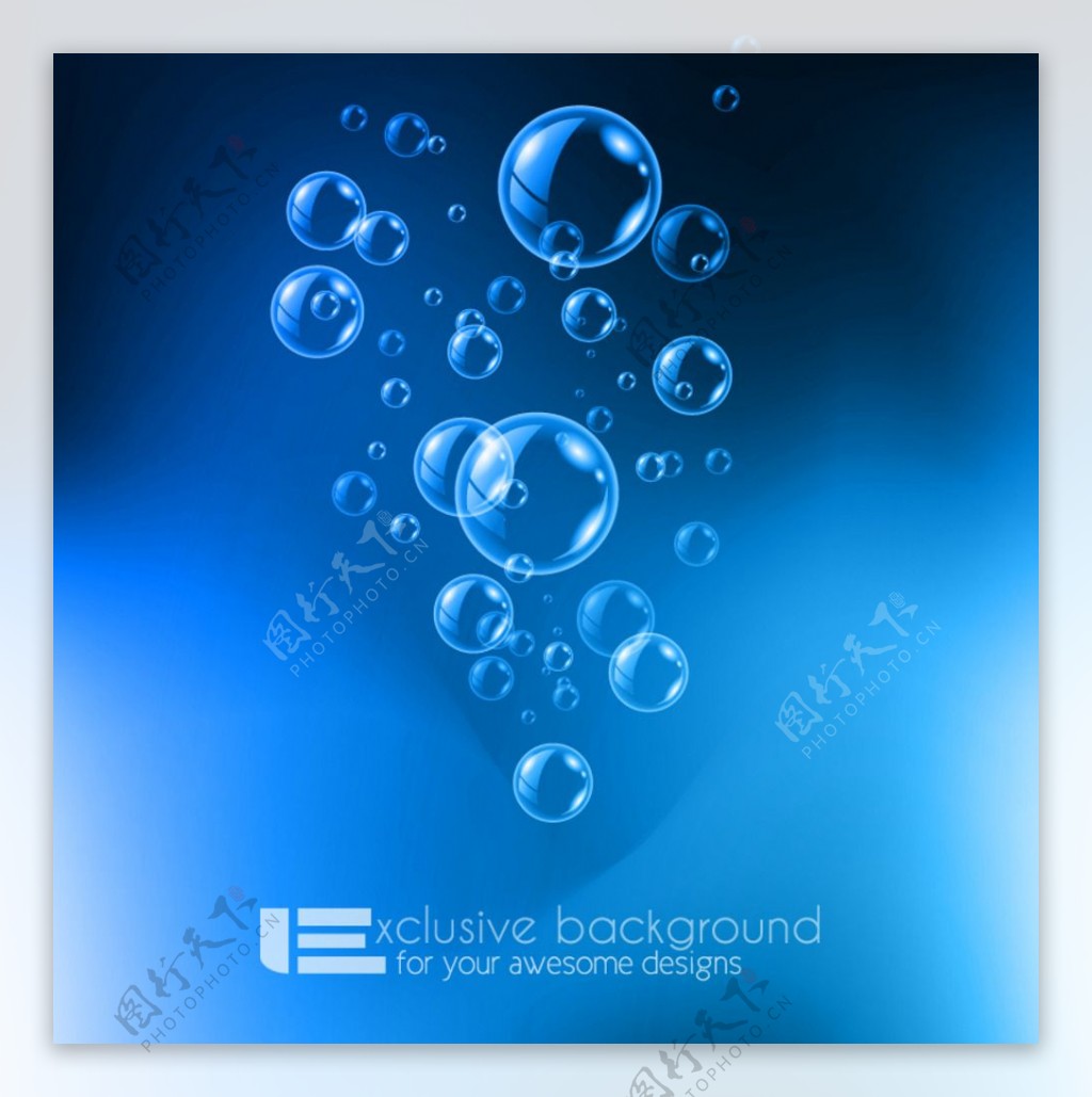 蓝色水中气泡背景矢量素材