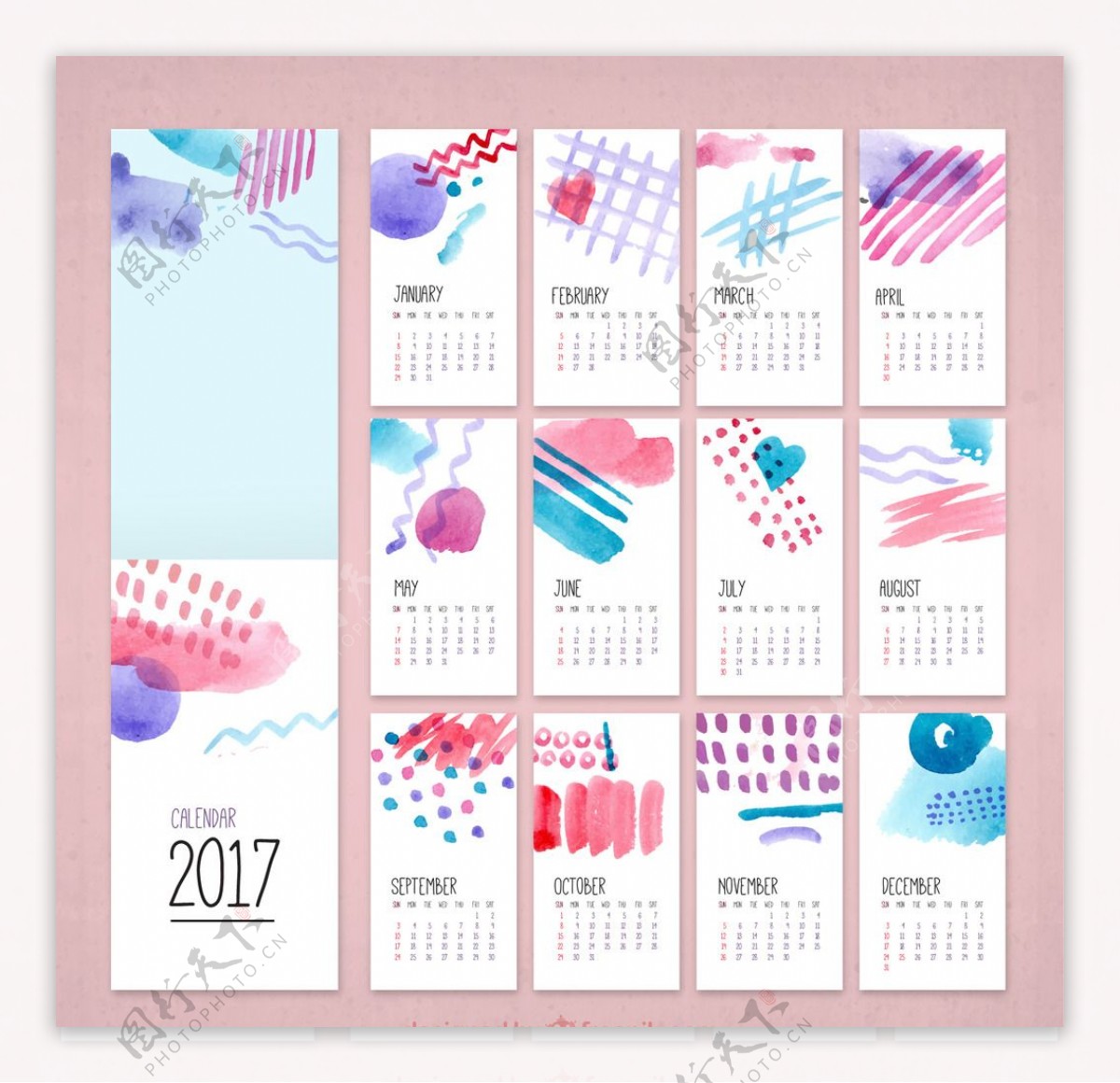 2017水彩風格月曆