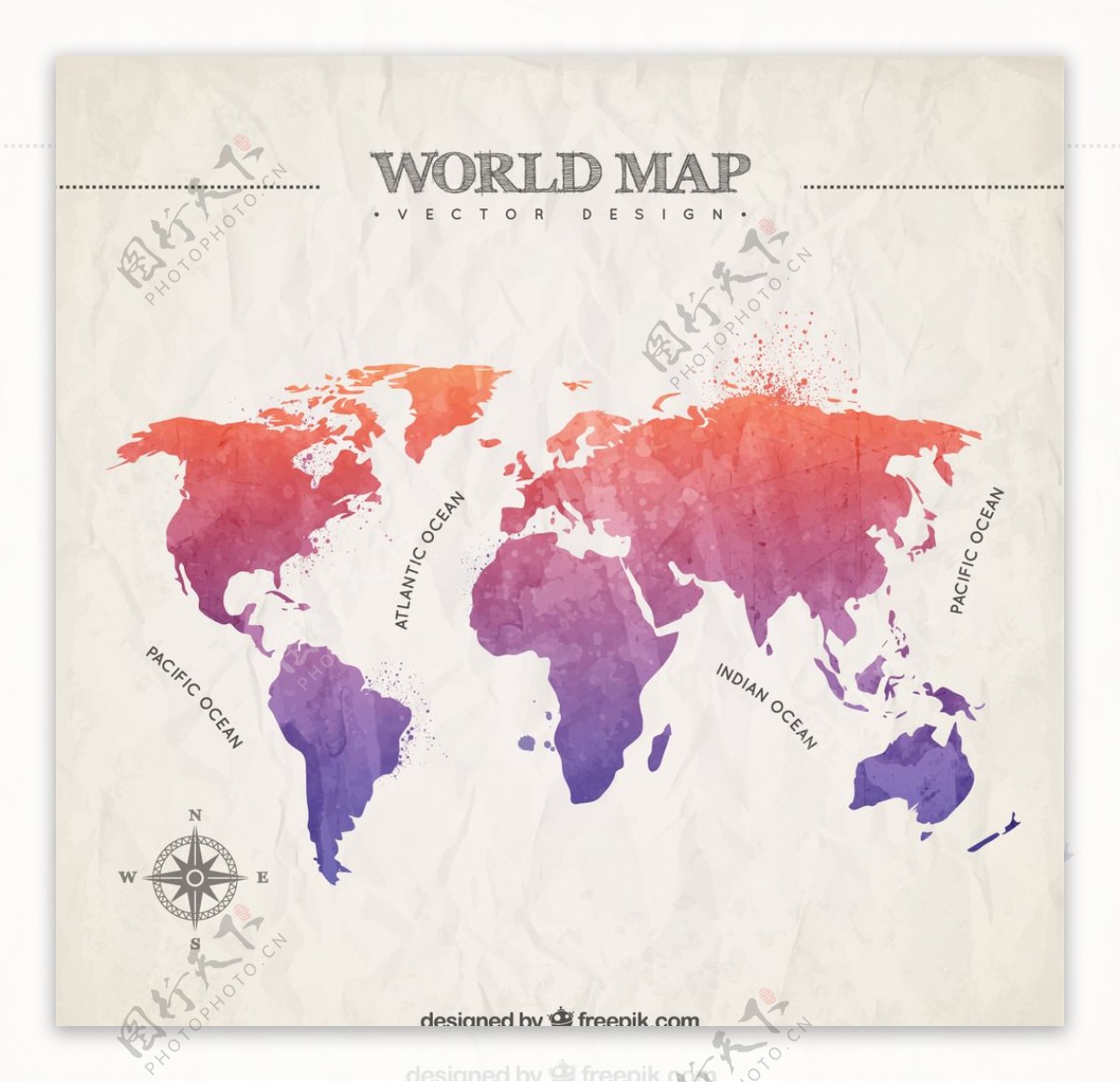 水彩世界地图