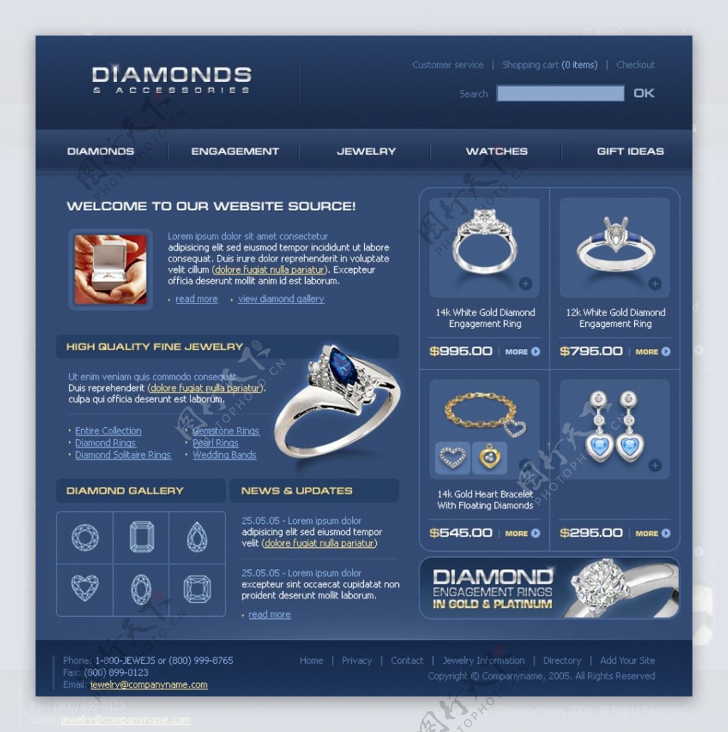 国外戒指珠宝首饰网页设计