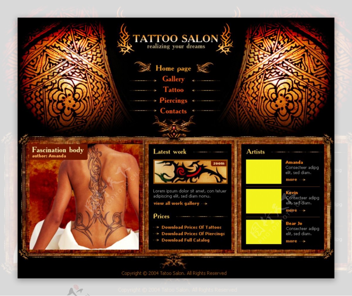 国外纹身行业健美类网页设计