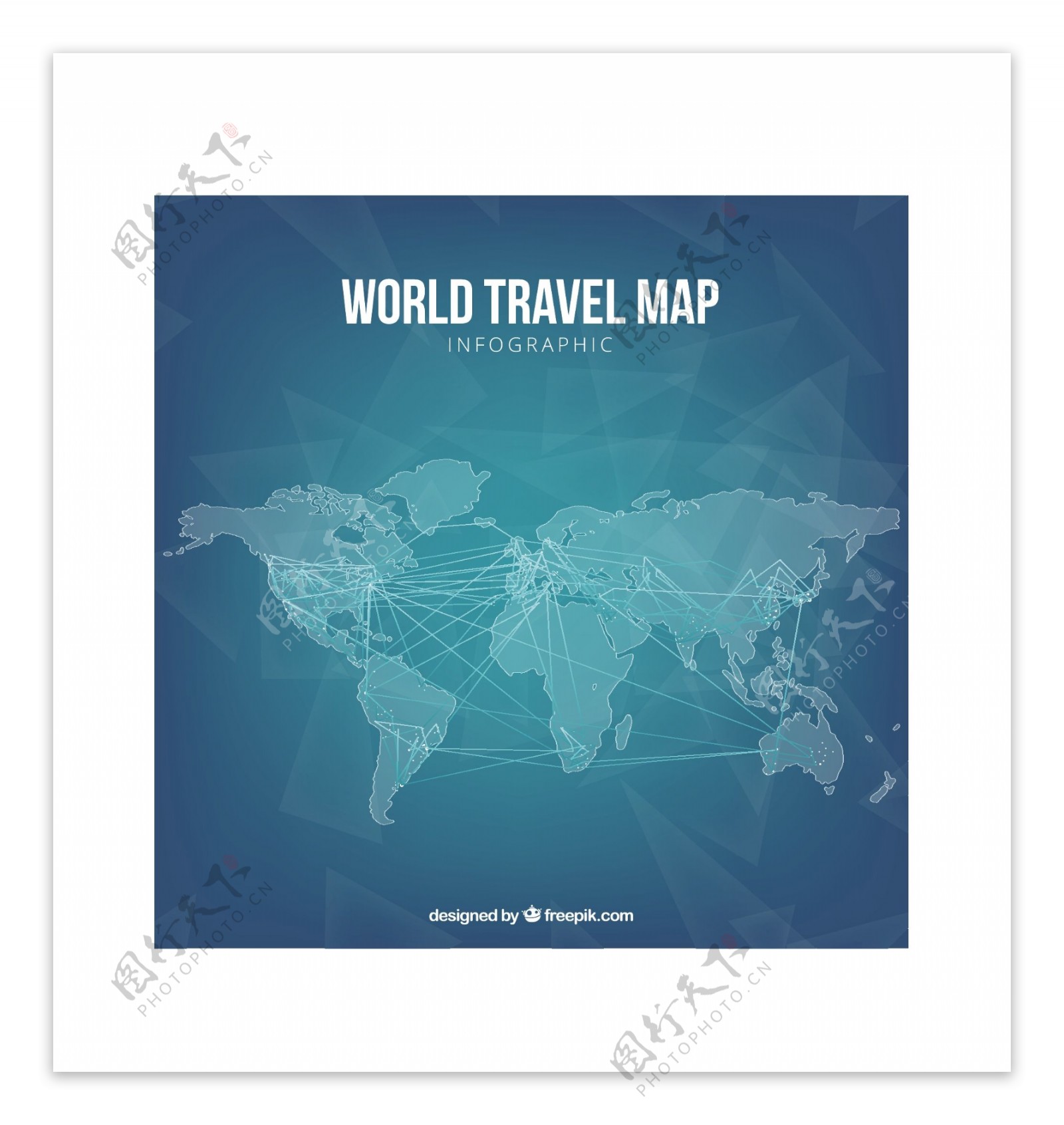 蓝色旅游地图信息图表