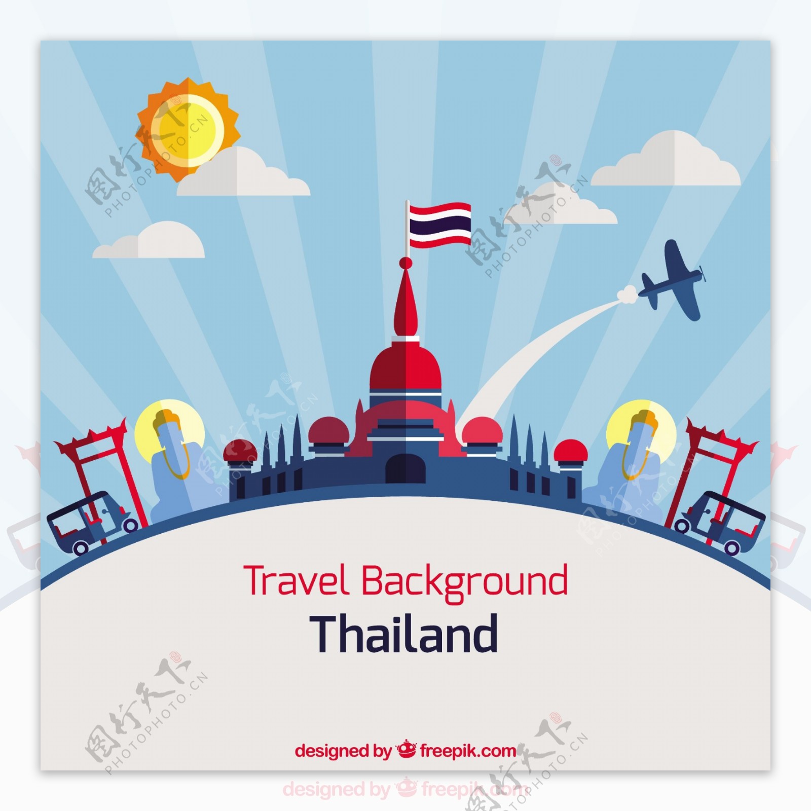 泰国背景的平板设计