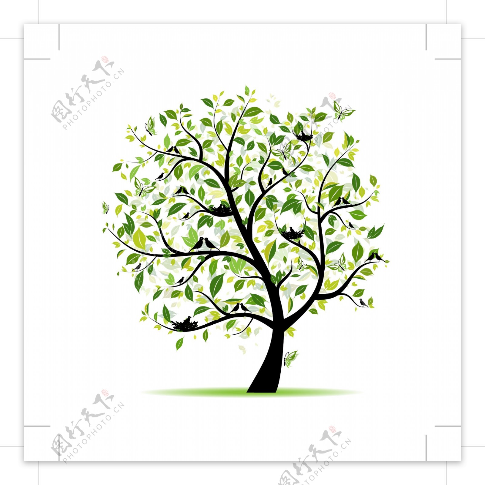 绿色树叶抽象树