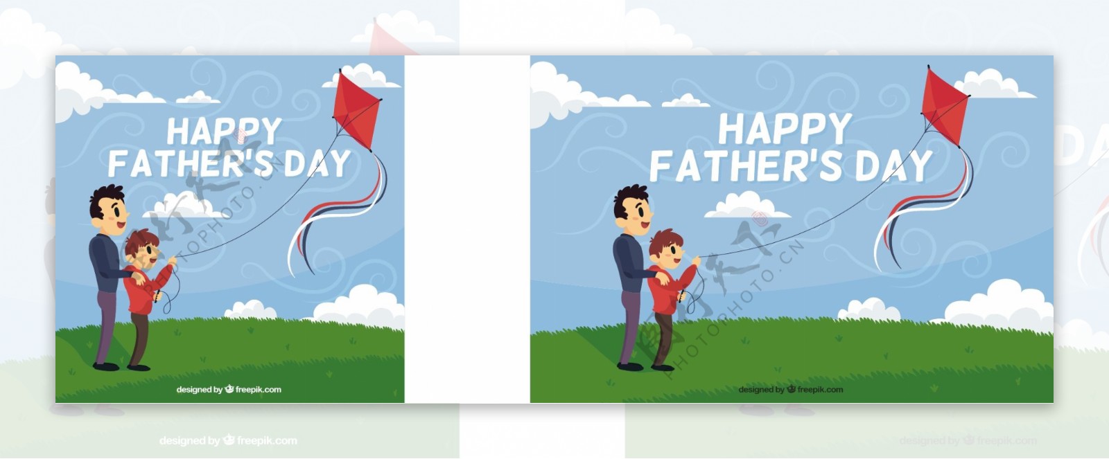 父亲和儿子放风筝