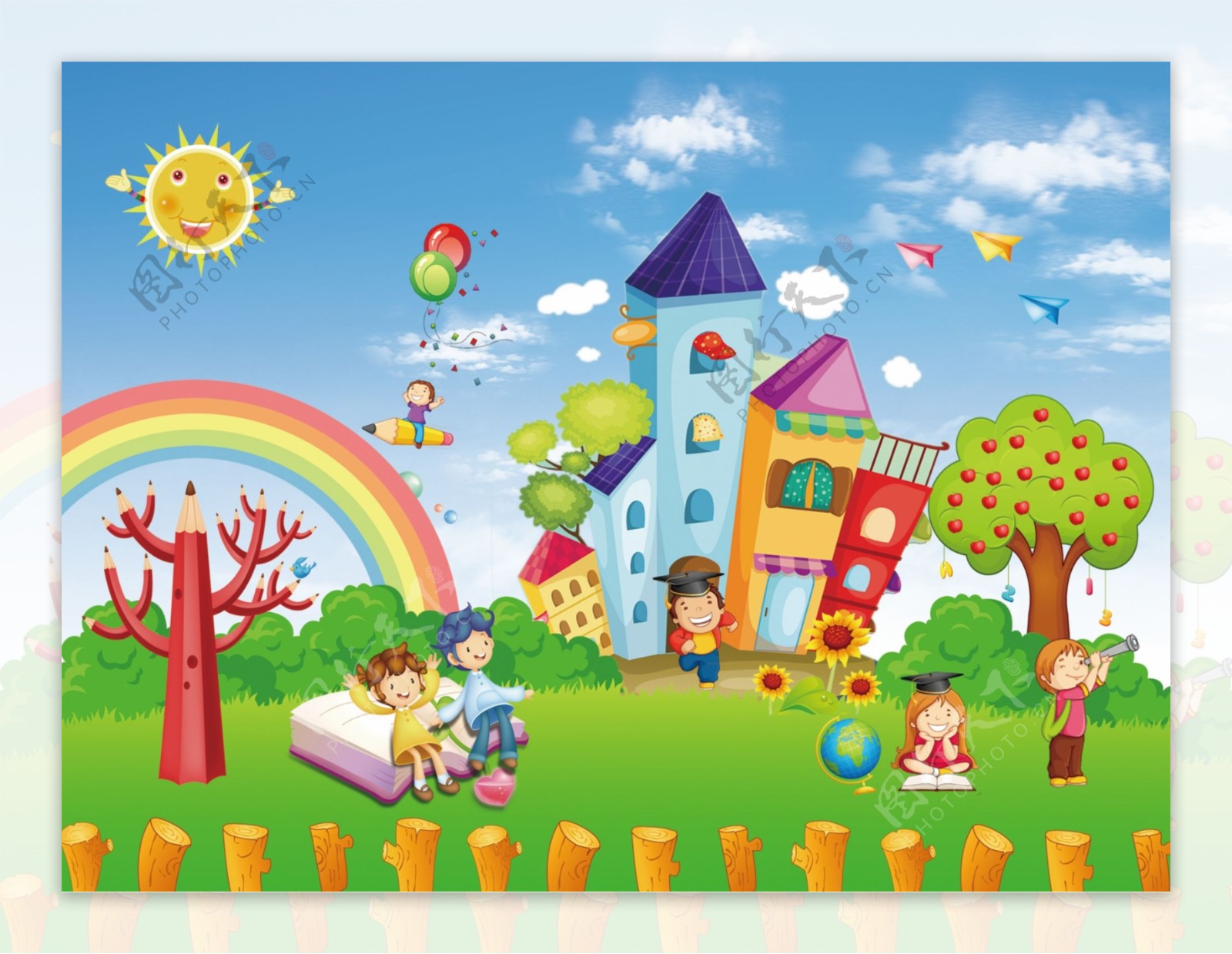卡通背景幼儿园广告儿童节