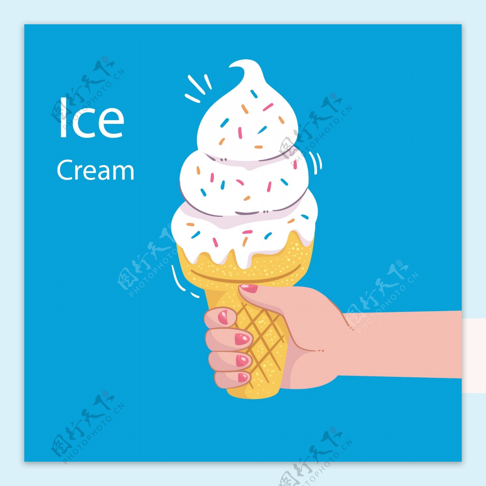 冰淇淋蓝色背景