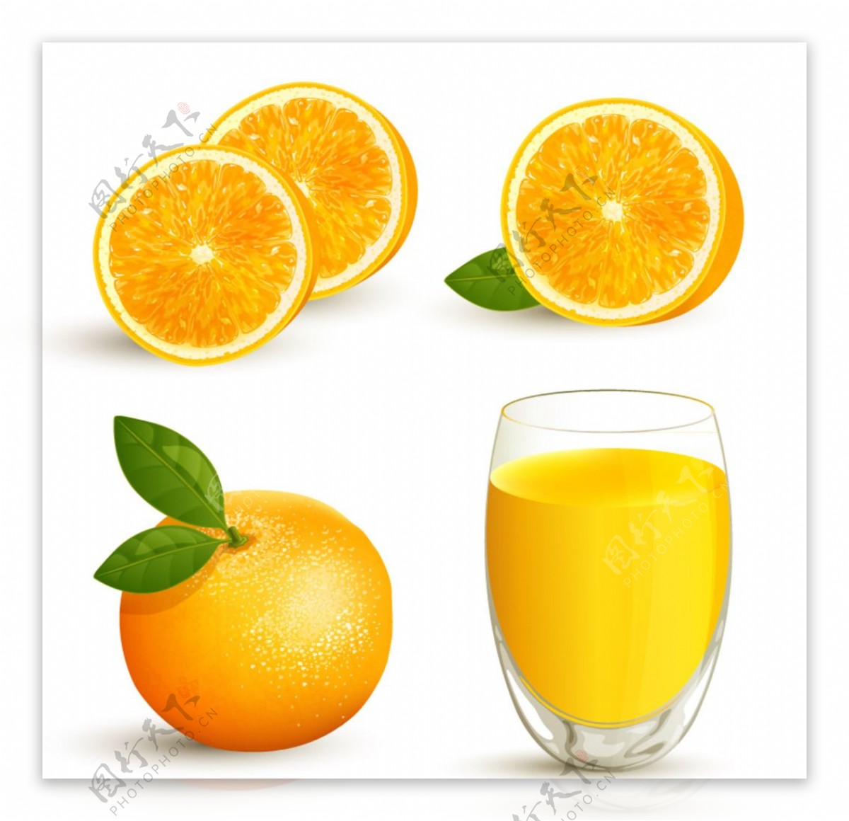 新鲜橙子与橙汁设计