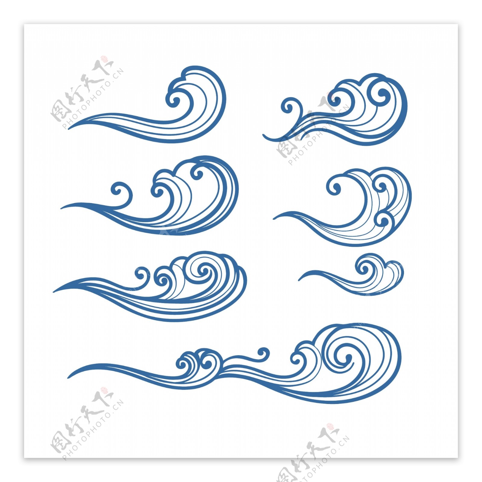 一组装饰海浪水纹