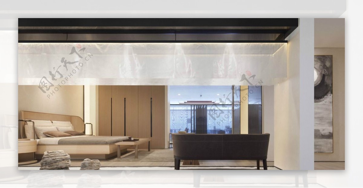 新中式风格卧室实景图