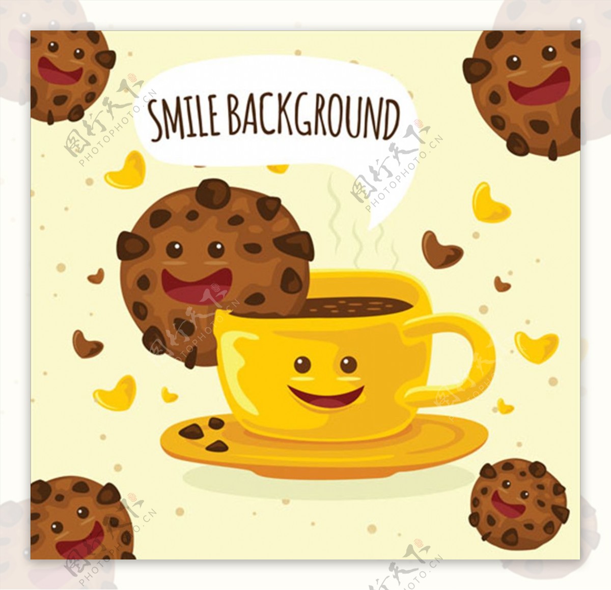 快乐的咖啡饼干背景