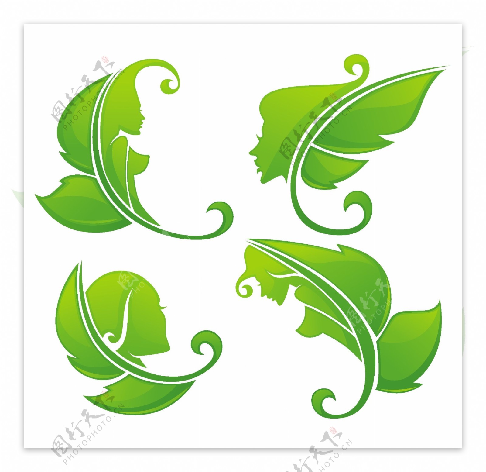 绿叶女孩环保logo