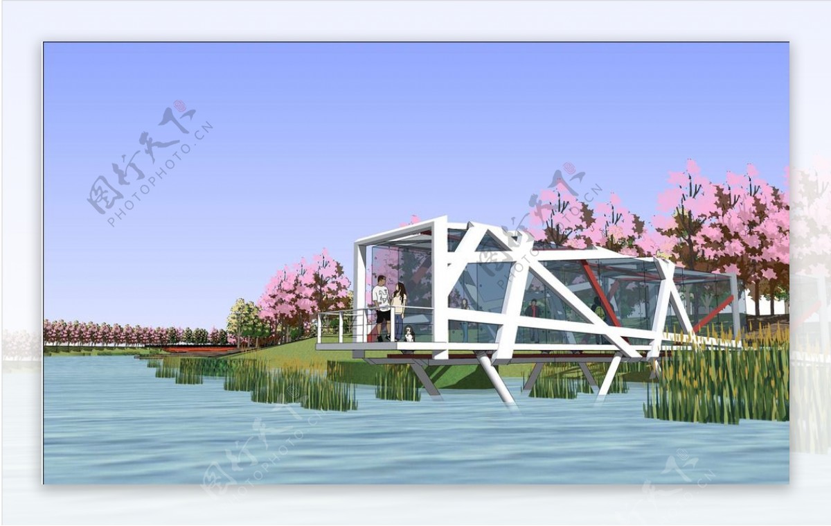 滨水建筑效果图