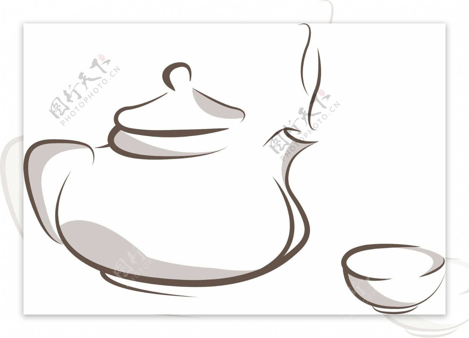 茶壶及杯子矢量图