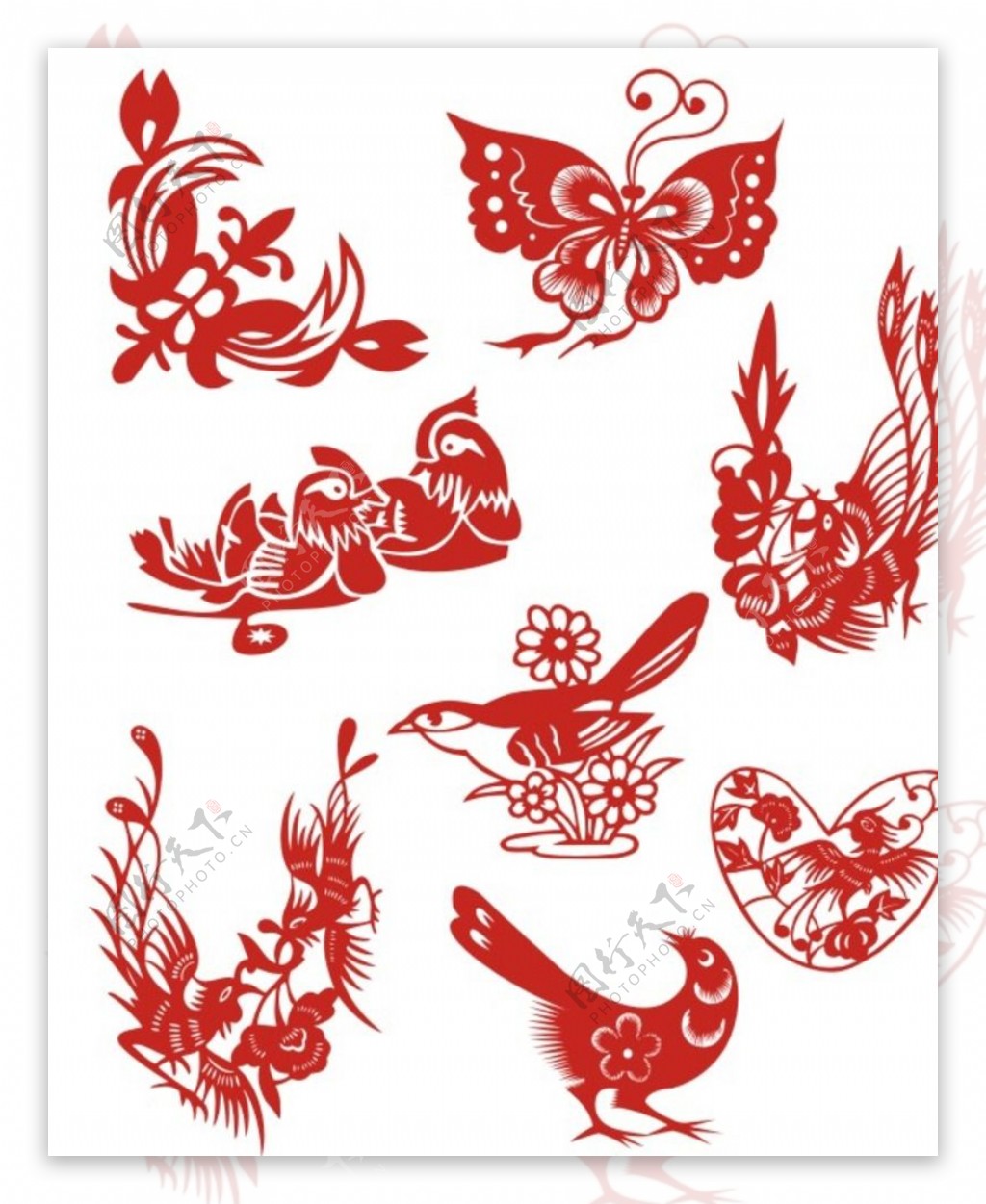 中国古典花鸟剪纸