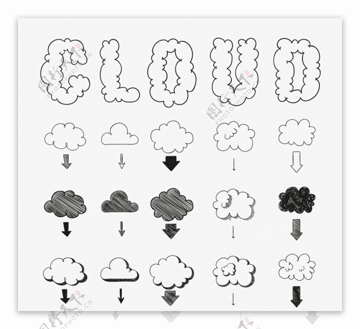 手绘云朵设计矢量