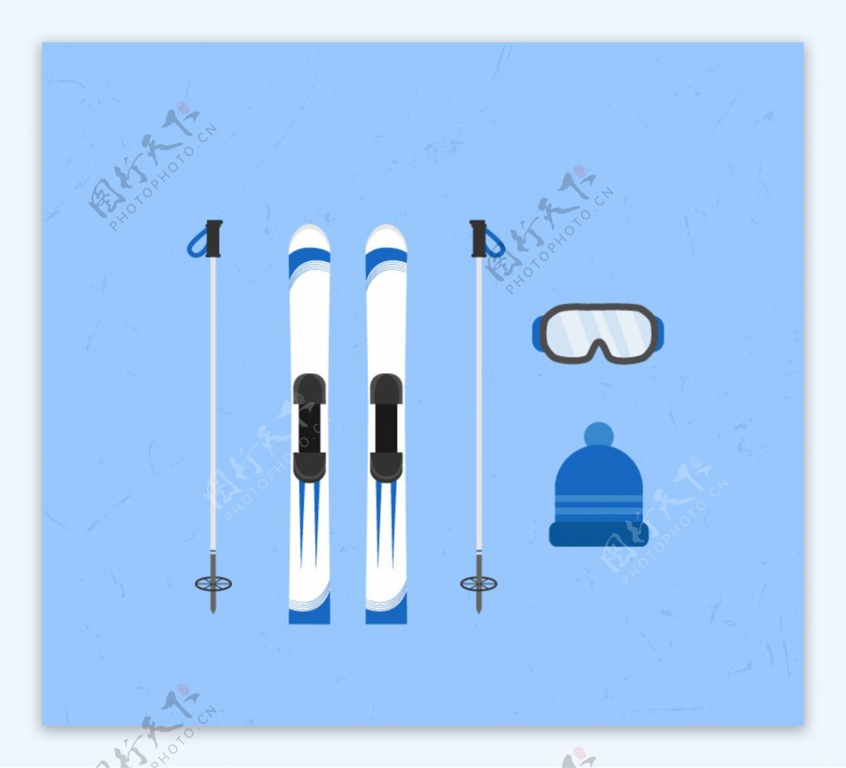 蓝色系卡通滑雪设备滑雪设备