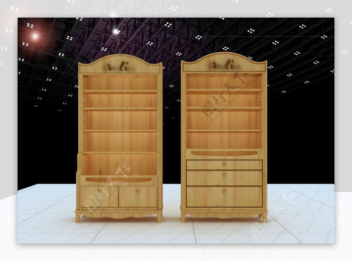 实木展示柜3D模型
