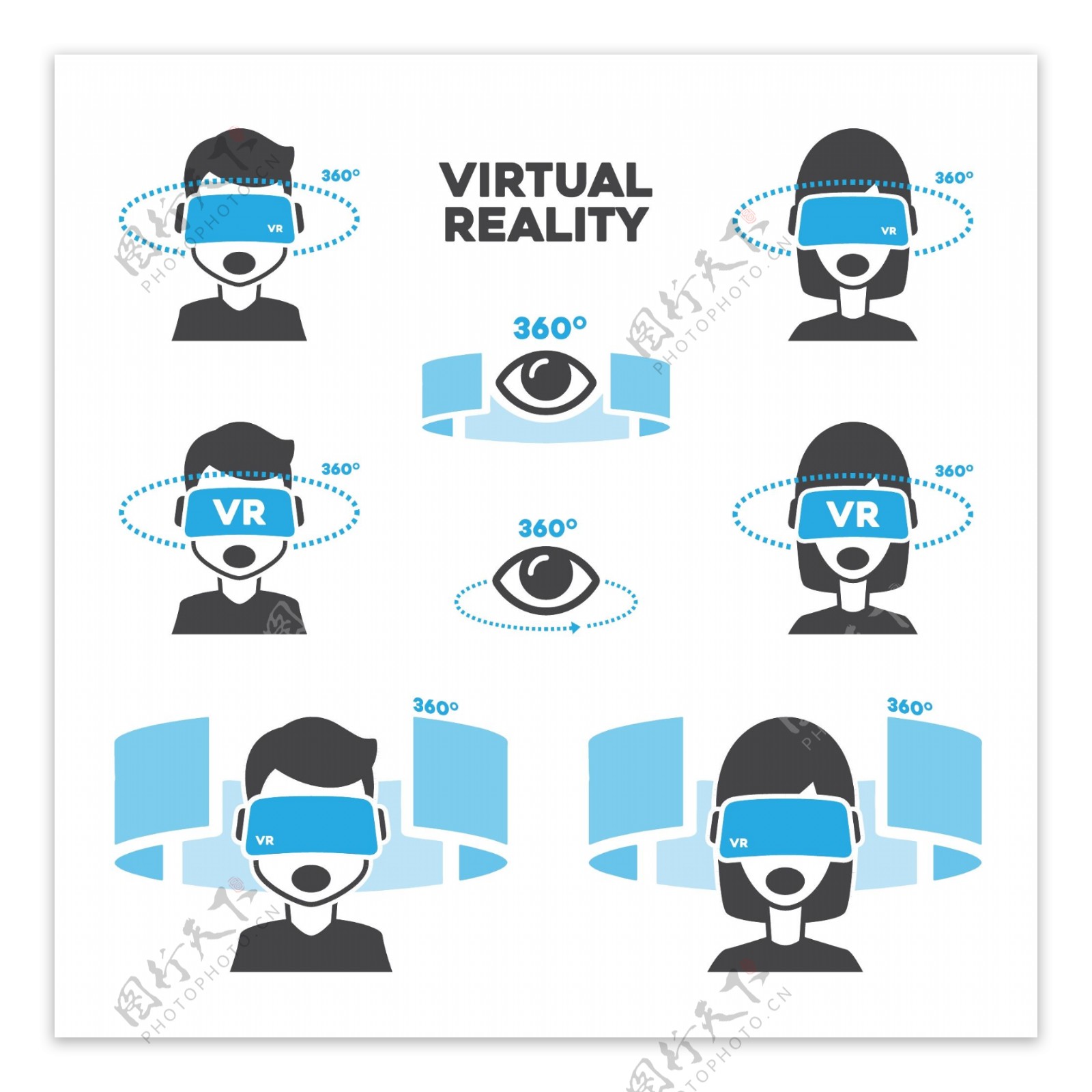 戴VR虚拟现实眼镜图标