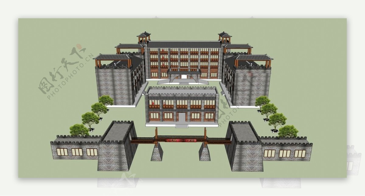 仿古建筑su模型