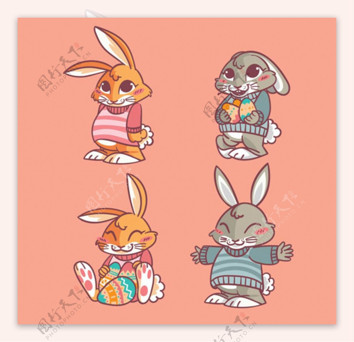 复活节快乐的卡通兔子