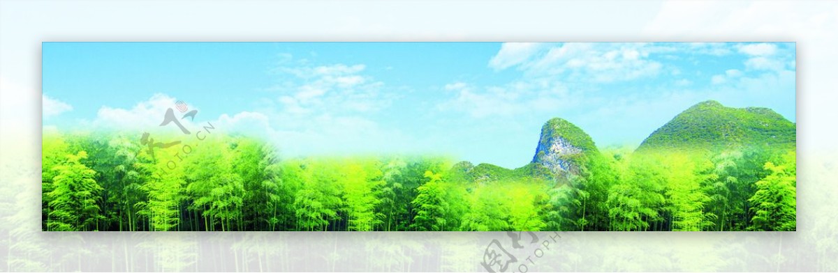 竹林远山背景图