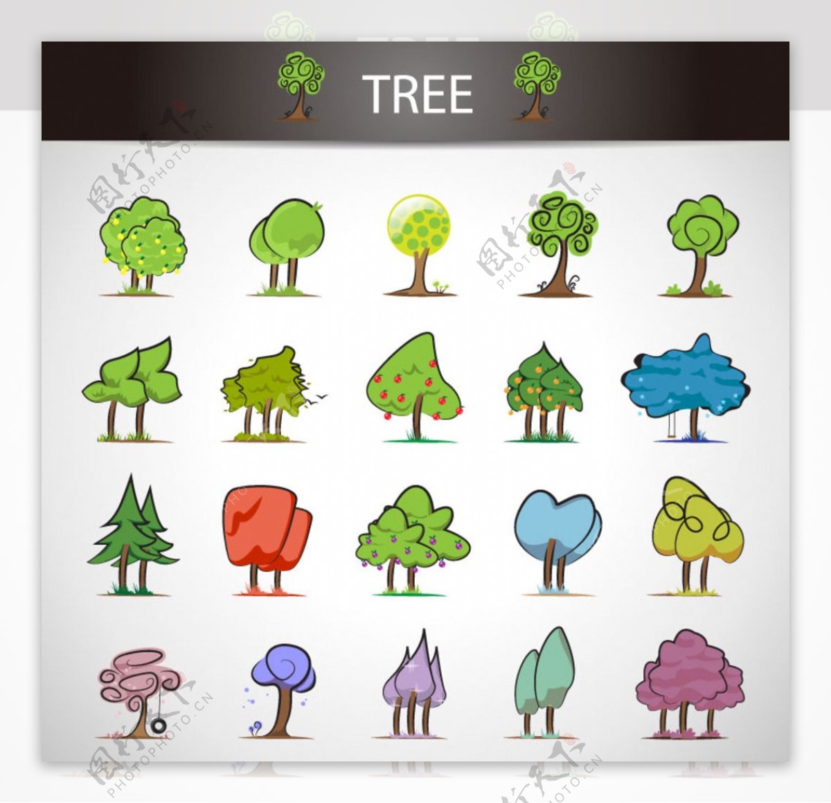 树木图标设计矢量素材