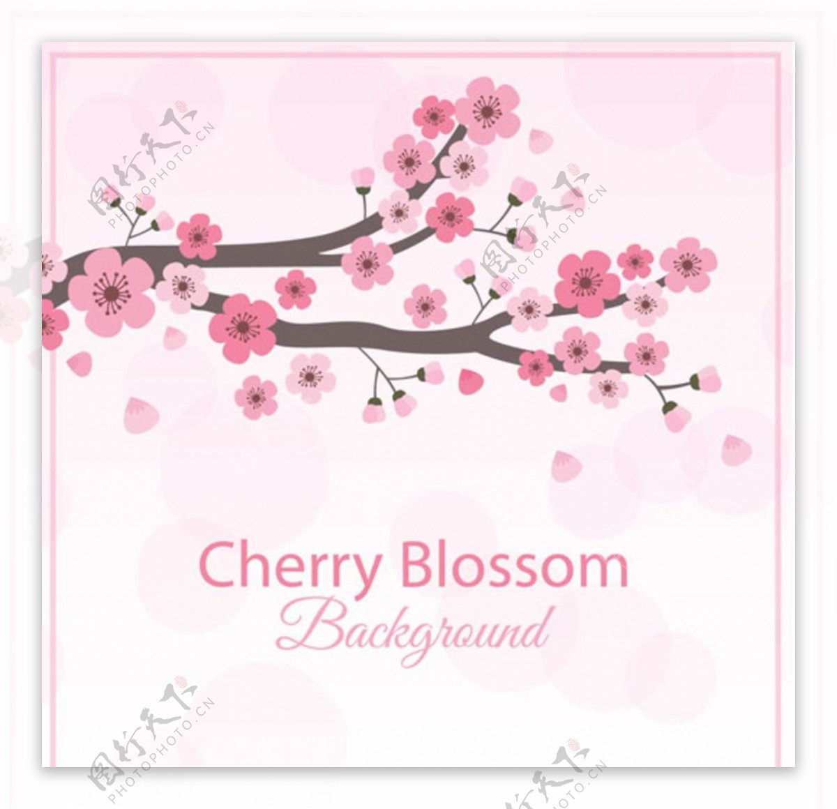 卡通粉色樱花花枝背景