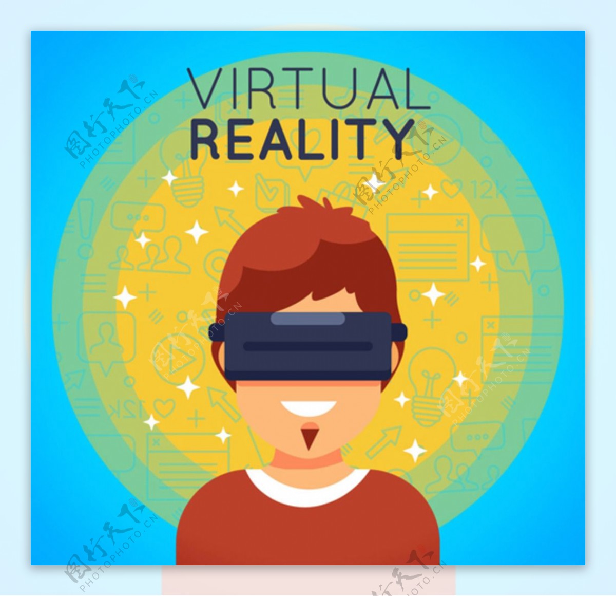 戴VR虚拟现实眼镜的男子