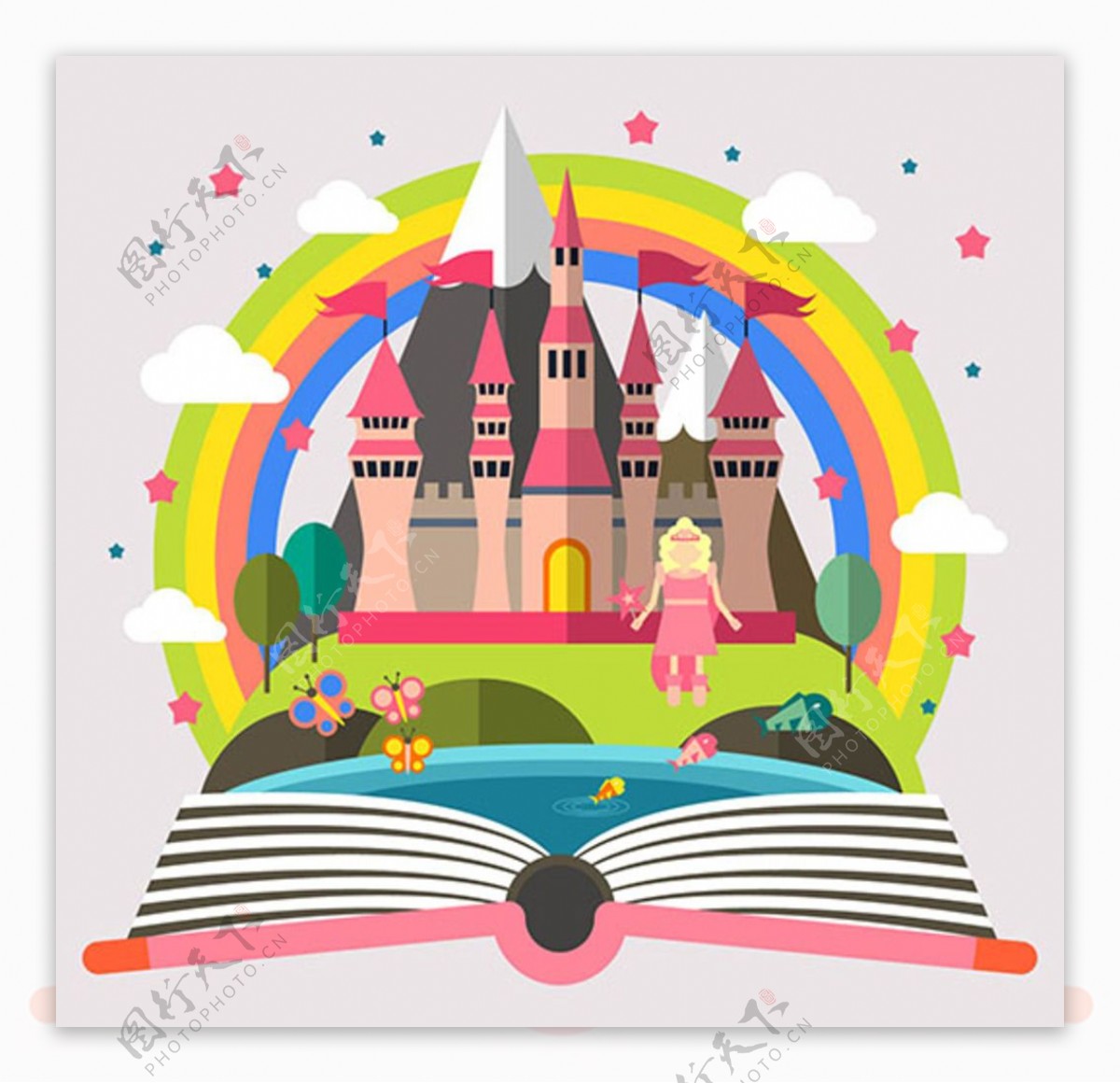 儿童节快乐的孩子城堡故事书