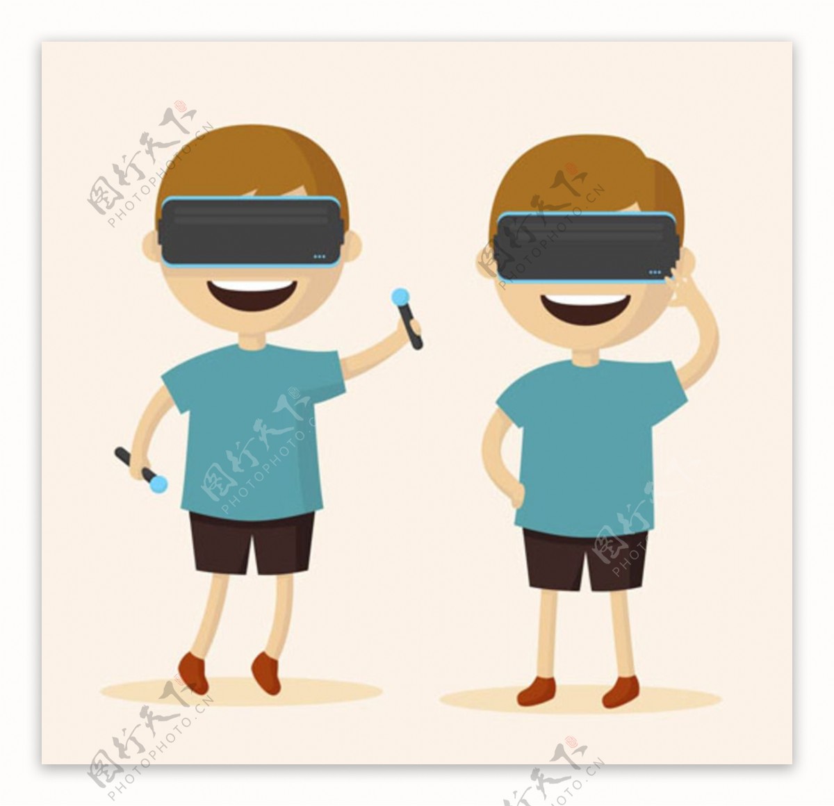 戴VR虚拟现实眼镜的男孩