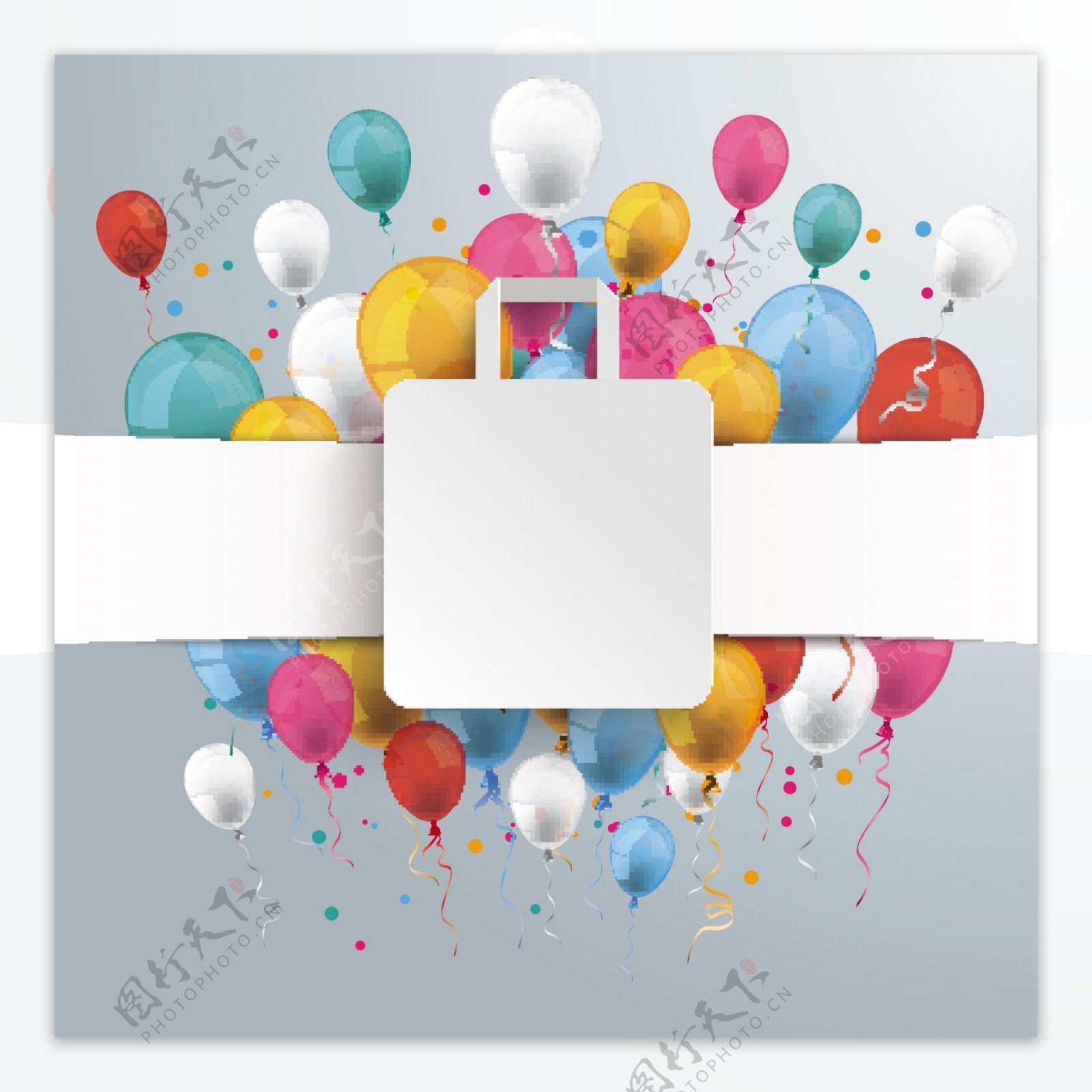 正方形节日气球海报背景矢量素材