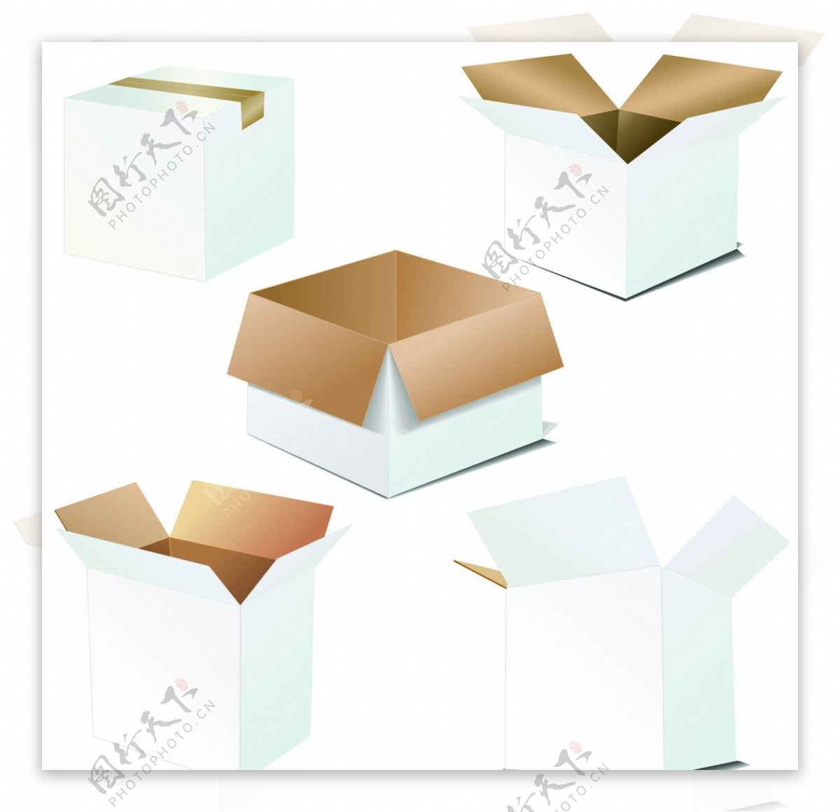 空白纸盒纸箱矢量素材