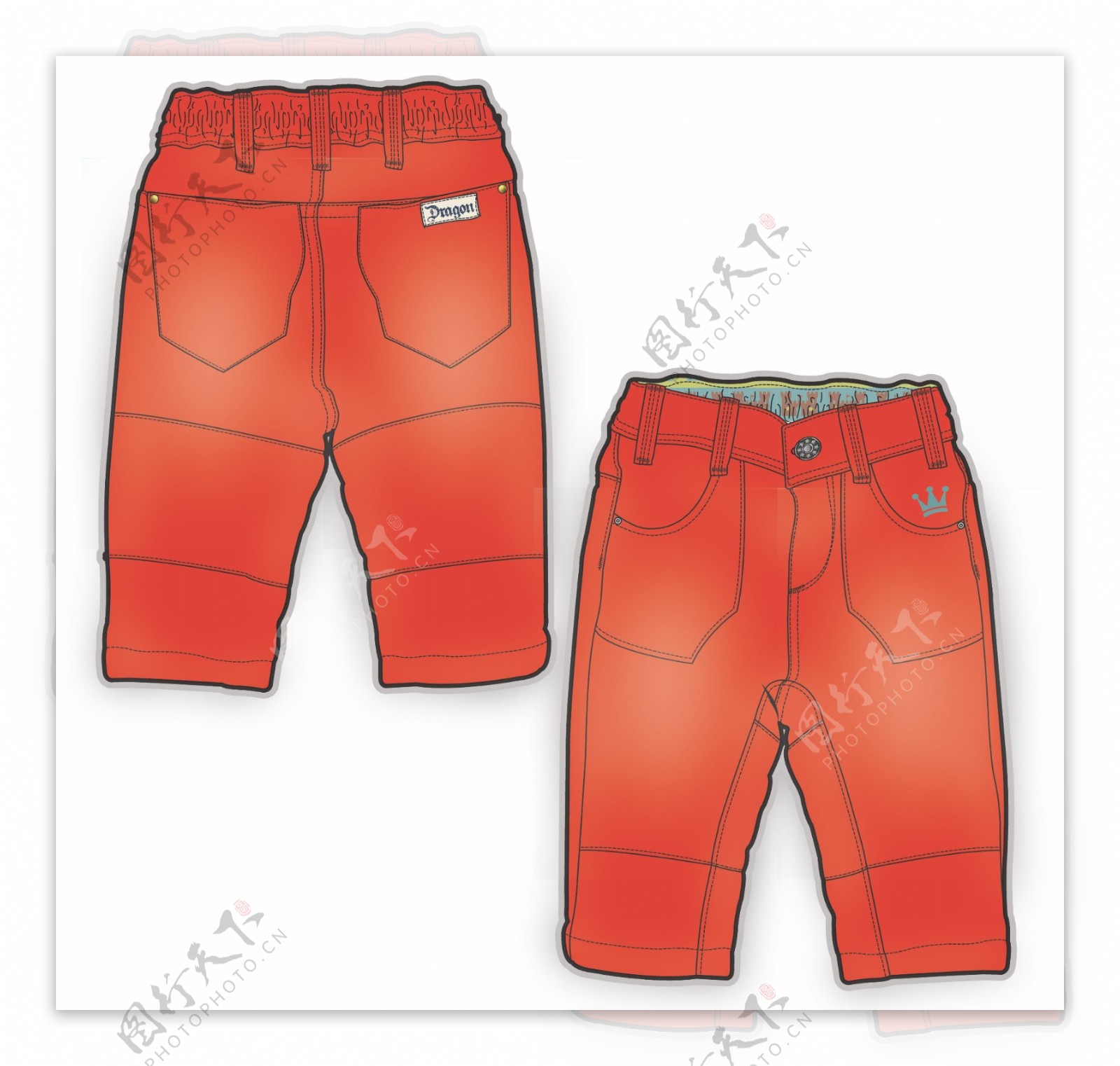 红色裤子婴儿服装彩色设计矢量素材